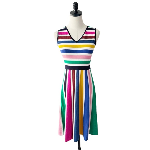 Boden Gracie Striped Knitted Fit and Flare Dress | US 4 - Picture 3 of 11